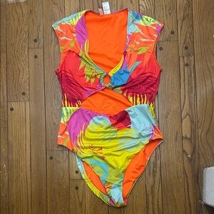 Sanctuary Multicolor Tropical One Piece Swimsuit NWOT